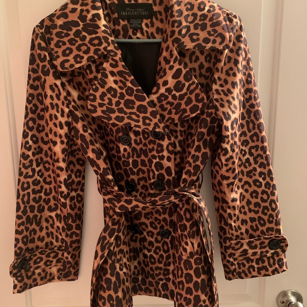 Leopard print trench coat style raincoat